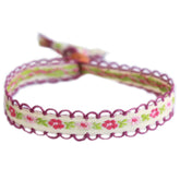 Woven bracelet cotton flower lavender